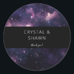 Galaxy Outer Space Thank You Classic Round Sticker<br><div class="desc">Decorate your envelopes or other items with your name & modern Galaxy Outer Space Thank You stickers. Optional thank you text.</div>