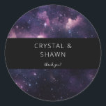 Galaxy Outer Space Thank You Classic Round Sticker<br><div class="desc">Decorate your envelopes or other items with your name & modern Galaxy Outer Space Thank You stickers. Optional thank you text.</div>