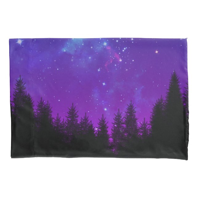 Galaxy Over the Forest at Night Pillowcase (Front)