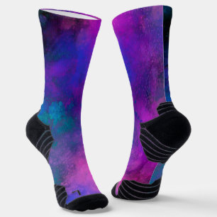 Galaxy Paint Splatter effect Blue Purple Socks