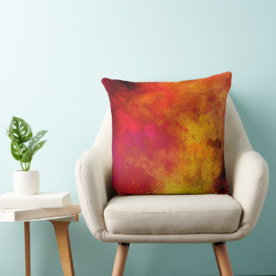 Galaxy Paint Splatter effect pink orange yellow Cushion