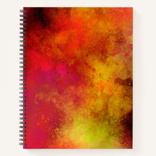 Galaxy Paint Splatter effect yellow orange red Notebook
