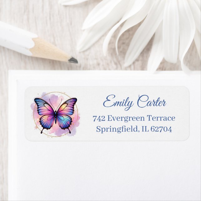 Galaxy Pastel Butterfly Splash Return Address (Insitu)