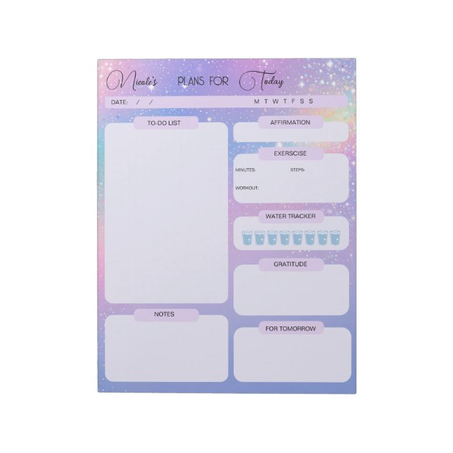 Galaxy Personalised Plans For Today Daily Planner Notepad (Rotated)