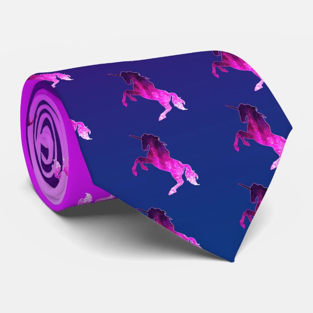 Galaxy pink beautiful unicorn sparkly image tie (Rolled)