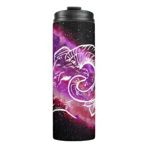 Galaxy Pink Purple Aries Constellation Zodiac Sign Thermal Tumbler