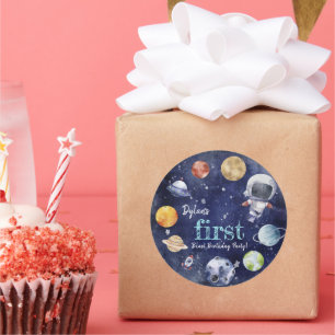 Galaxy Planet Kids Birthday Gift Classic Round Sticker