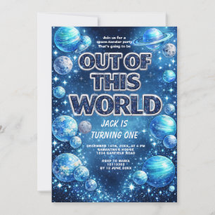 Galaxy Planet Kids Birthday Party Invite