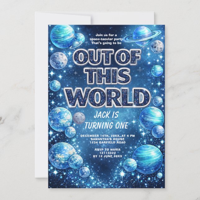 Galaxy Planet Kids Birthday Party Invite (Front)