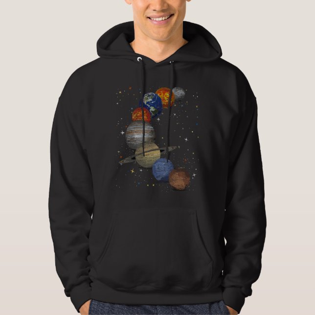 Galaxy Planets Sun Universe Outer Space Science Hoodie (Front)