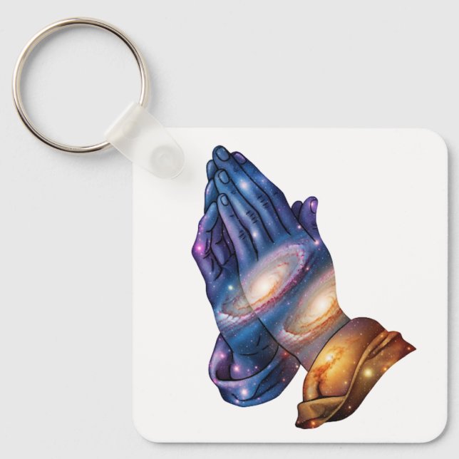 Galaxy Praying Hands Key Ring (Front)