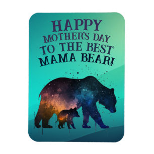 Galaxy Print Mama Bear, Customisable Mother's Day  Magnet