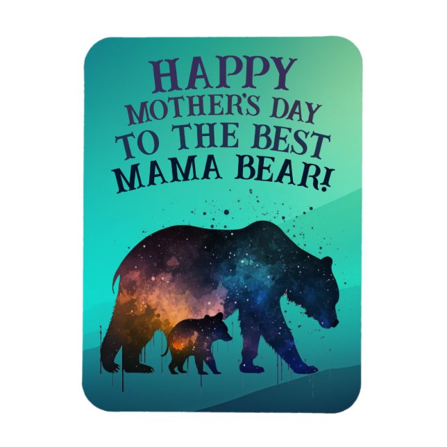 Galaxy Print Mama Bear, Customisable Mother's Day  Magnet (Vertical)