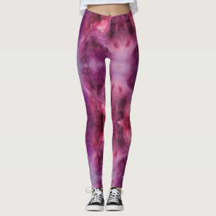 Galaxy Purple and Red Watercolor Leggings