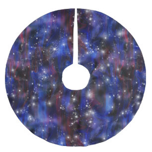 Galaxy purple beautiful night starry sky image brushed polyester tree skirt