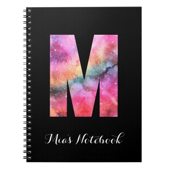Galaxy Rainbow Letter M Notebook (Front)