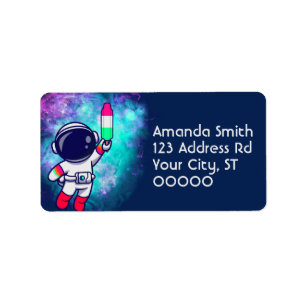 Galaxy Retro Astronaut Bomb Popsicle Label