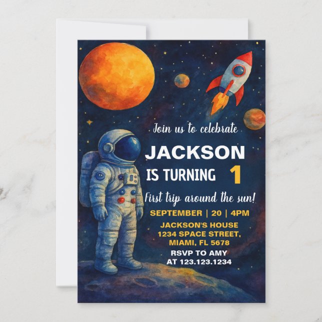 Galaxy Rocket Party Invite (Front)