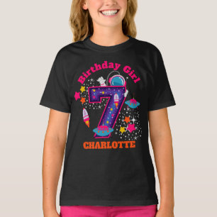 Galaxy Seventh birthday girl Space  T-Shirt