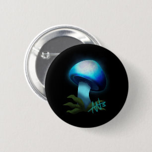 Galaxy Shiitake Glowing Light Blue Mushroom 6 Cm Round Badge