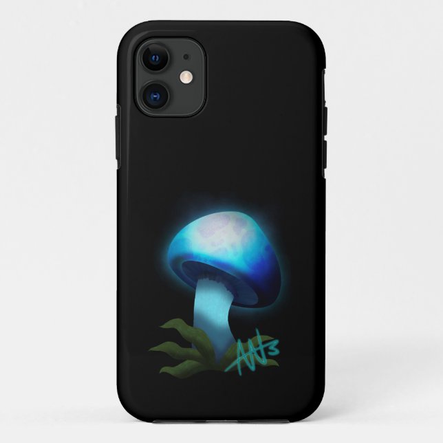 Galaxy Shiitake Glowing Light Blue Mushroom Case-Mate iPhone Case (Back)