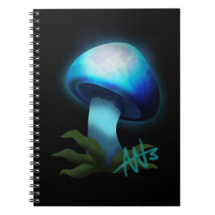 Galaxy Shiitake Glowing Light Blue Mushroom Notebook
