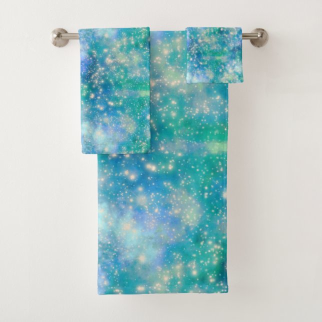 Galaxy Shimmer blue  Bath Towel Set (Insitu)