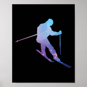 Galaxy Skier Silhouette Ski Rider Skiing Poster