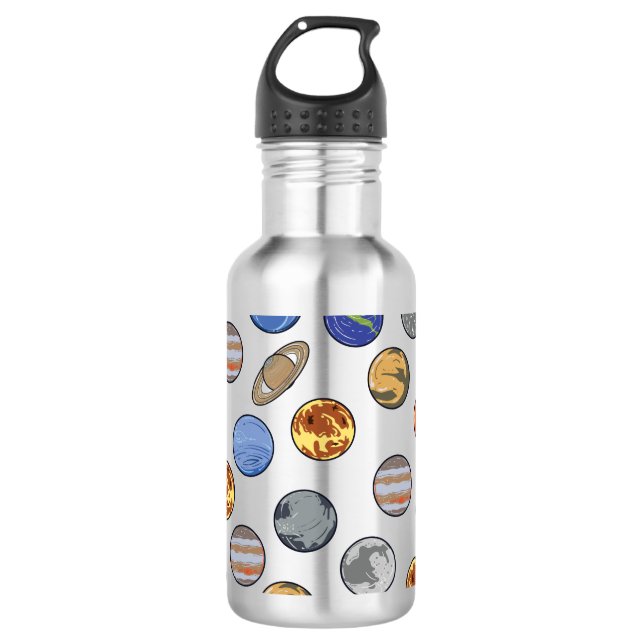 Galaxy Solar System Planets, Earth, Pluto, Uranus 710 Ml Water Bottle (Front)