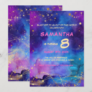 Galaxy Space Birthday Invitation for Kids