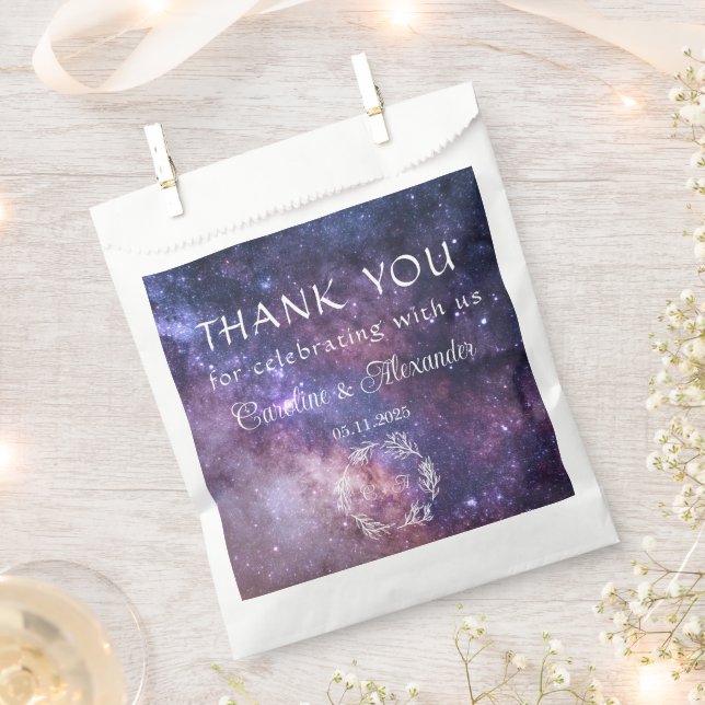 Galaxy Space Celestial Starry Night Wedding Favour Bags (Clipped)