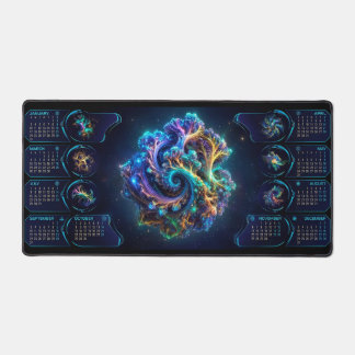 Galaxy Space Fractal Art Desk Pad w/ 2026 Calendar