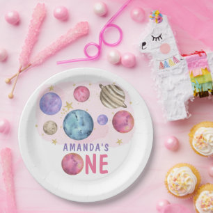 Galaxy Space Girl Birthday Party Paper Plate