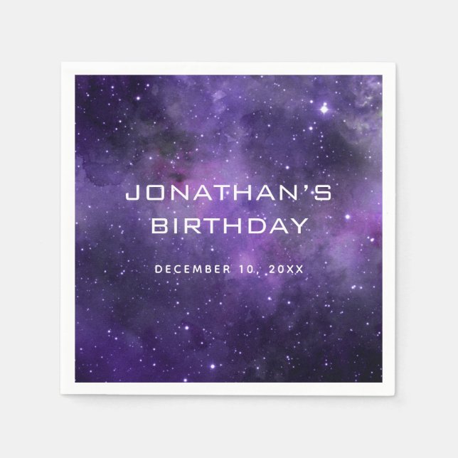 Galaxy Space Kids Birthday. Astronomy Cosmic Party Napkin (Front)