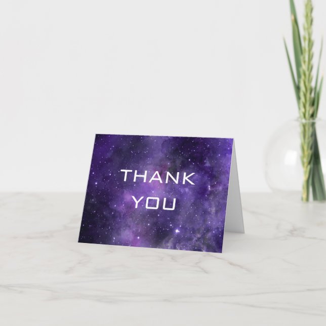 Galaxy Space Kids Party | Planetarium Birthday Thank You Card (Front)