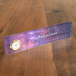 Galaxy Space Milky Way Teacher School Cute Modern Nameplate