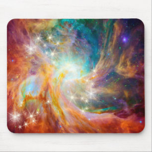 Galaxy Space Nebula Blue Gold Lavender Pink Mouse Mat