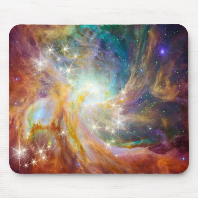 Galaxy Space Nebula Blue Gold Lavender Pink Mouse Mat (Front)