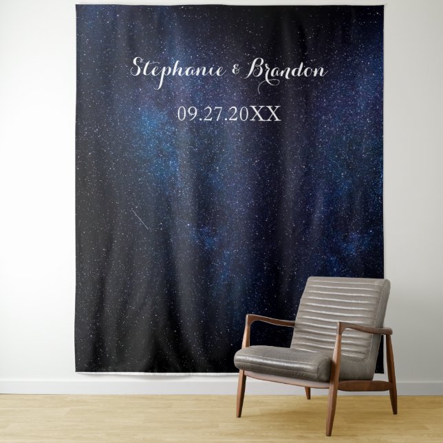 Galaxy Space Nebula Cosmos Wedding Photo Booth Tapestry (In Situ)