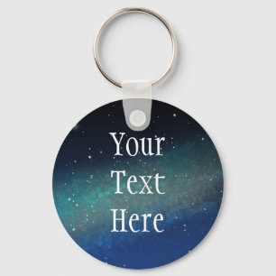 Galaxy Space Nebula Night Sky Blue Green Key Ring
