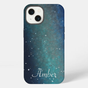 Galaxy Space Nebula Night Sky Green Personalised iPhone 13 Case