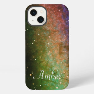 Galaxy Space Nebula Night Sky Personalised Orange iPhone 13 Case