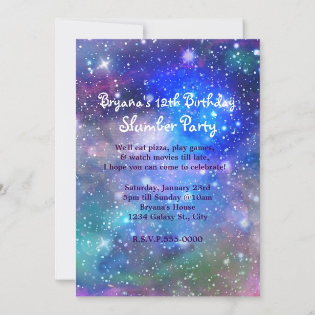 Galaxy Space Party Cosmic Birthday Invitations (Front)