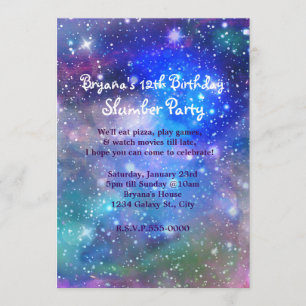 Galaxy Space Party Cosmic Birthday Invitations