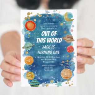 Galaxy Space Party Cosmic Planet Birthday Invitation