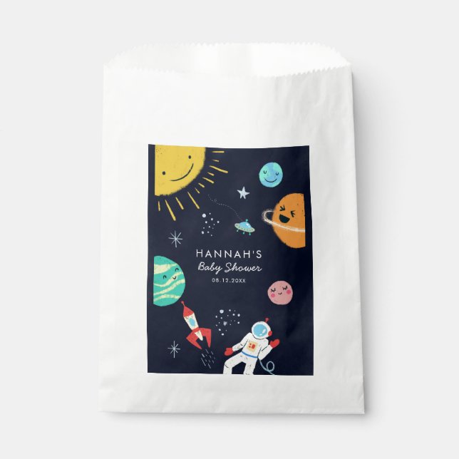 Galaxy Space Planets Baby Shower Favour Bags (Front)