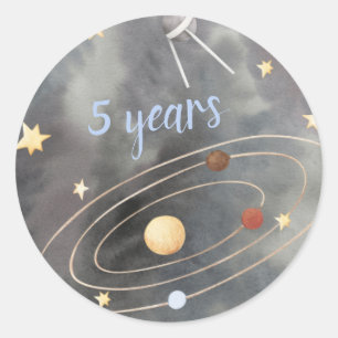 Galaxy Space Ship Cupcake Topper Classic Round Sticker