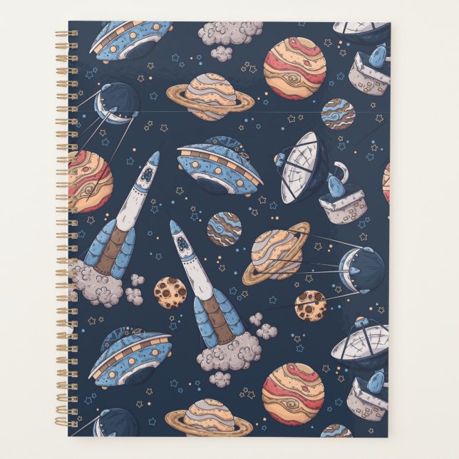 Galaxy Space ship Sky Moon Universe Planner (Front)