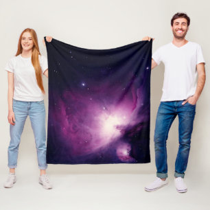 Galaxy Space Stars Night Sky Celestial Navy Blue Fleece Blanket