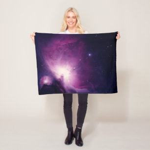 Galaxy Space Stars Night Sky Celestial Navy Blue Fleece Blanket
